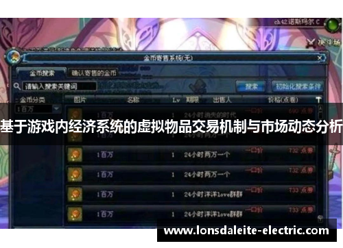 基于游戏内经济系统的虚拟物品交易机制与市场动态分析